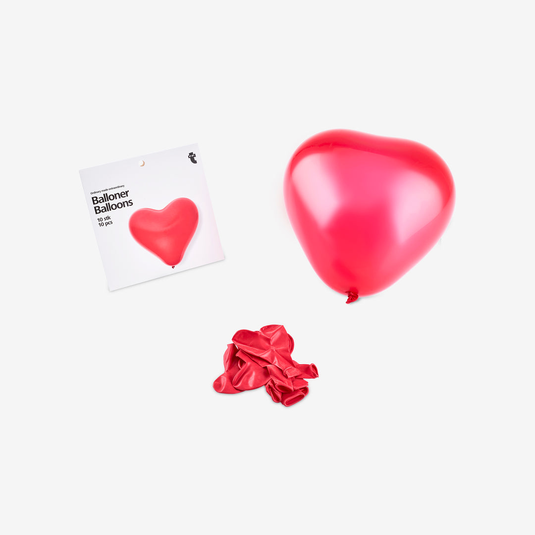 BALLOON HEART RED 10 PCS(ROW)