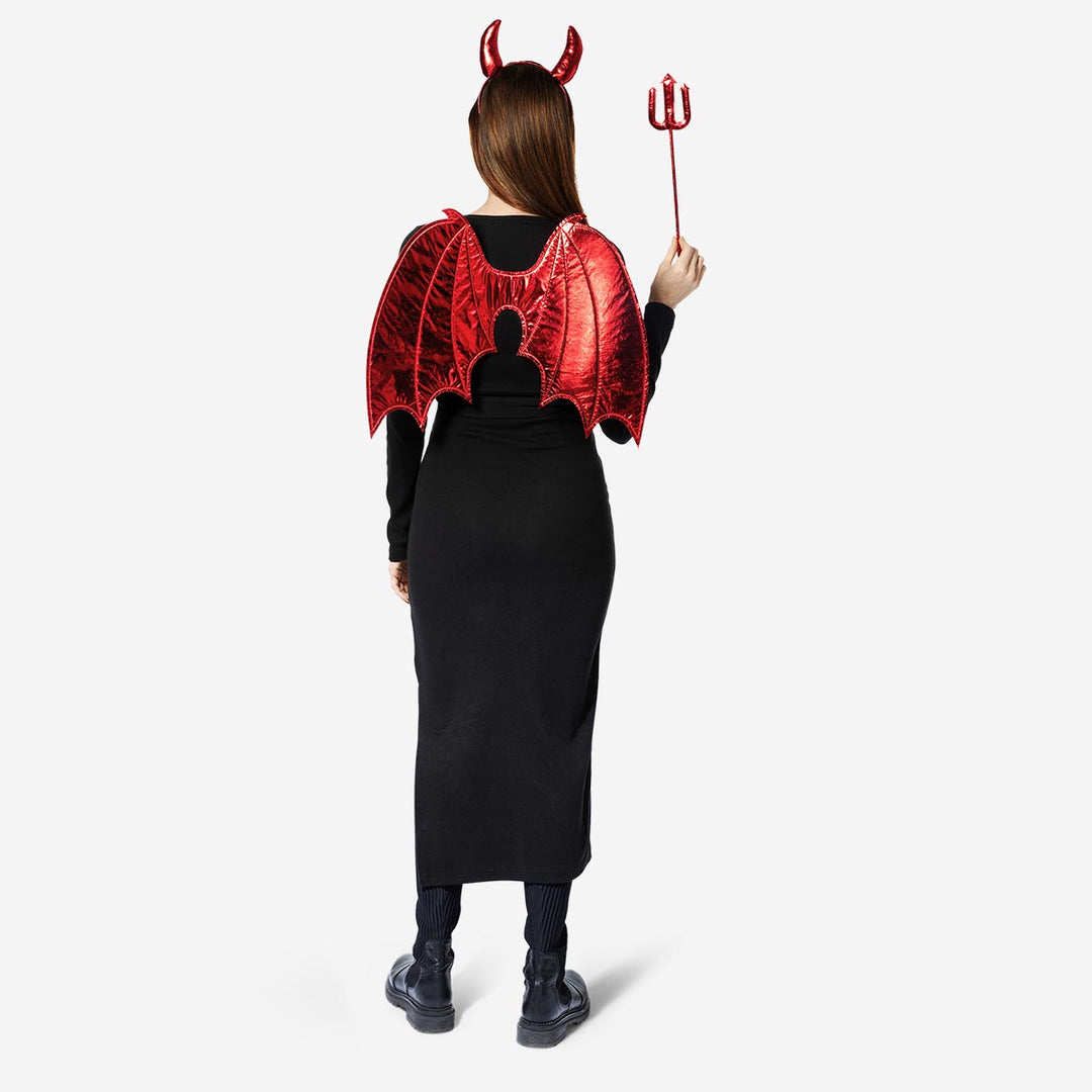 H/W DEVIL STICK, HORN AND WINGS RED ADULT ONESIZE