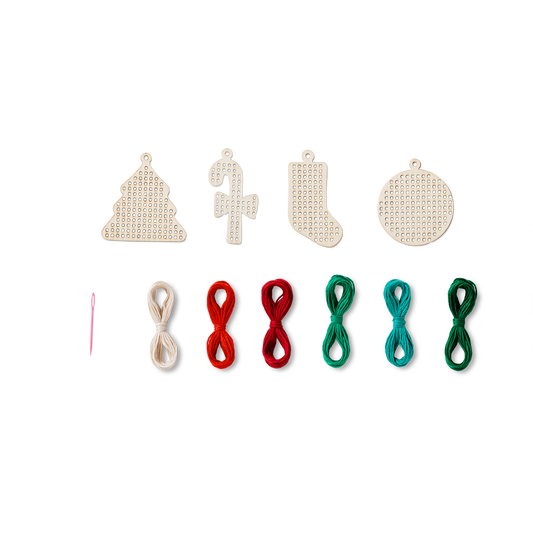 DIY CHRISTMAS ORNAMENTS CROSS STITCHING WOOD FUN