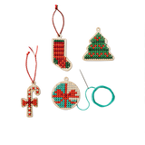 DIY CHRISTMAS ORNAMENTS CROSS STITCHING WOOD FUN