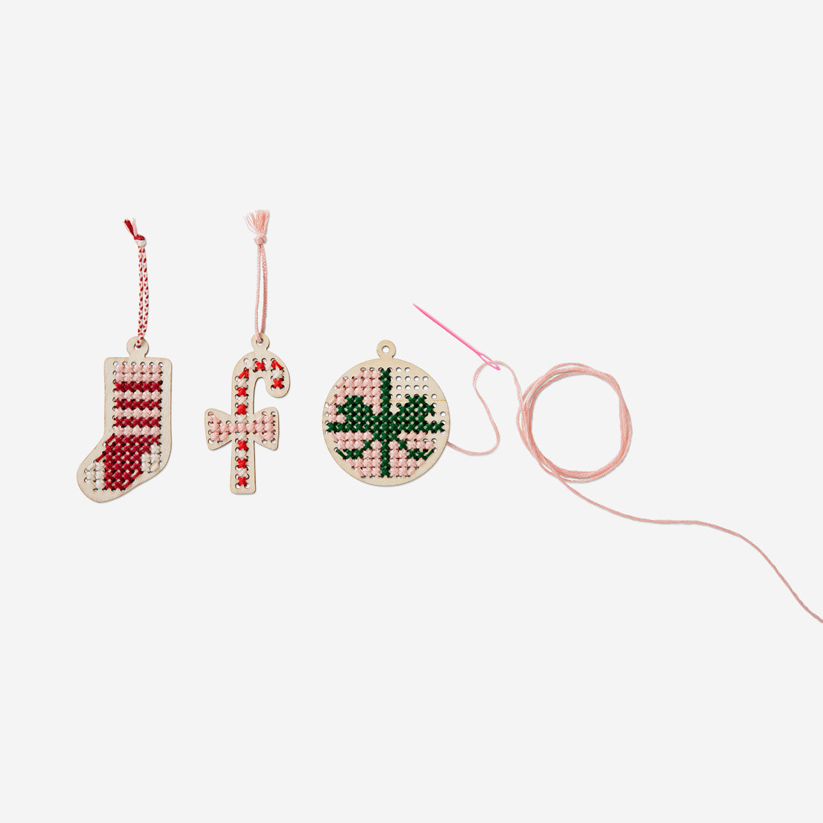 DIY CHRISTMAS ORNAMENTS CROSS STITCHING WOOD FUN