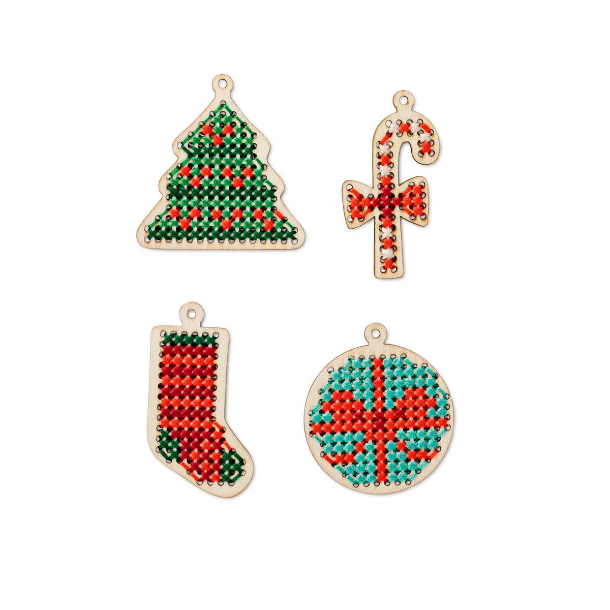 DIY CHRISTMAS ORNAMENTS CROSS STITCHING WOOD FUN