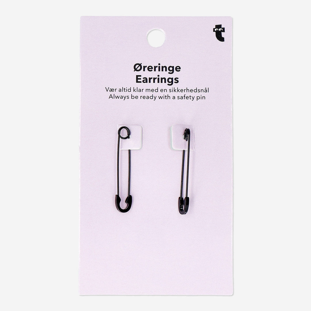 EARRINGS SAFETY PINS BLACK 2PCS