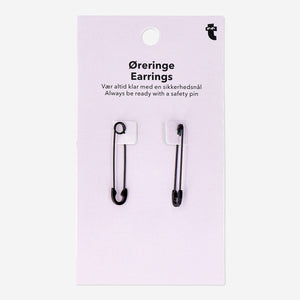 EARRINGS SAFETY PINS BLACK 2PCS