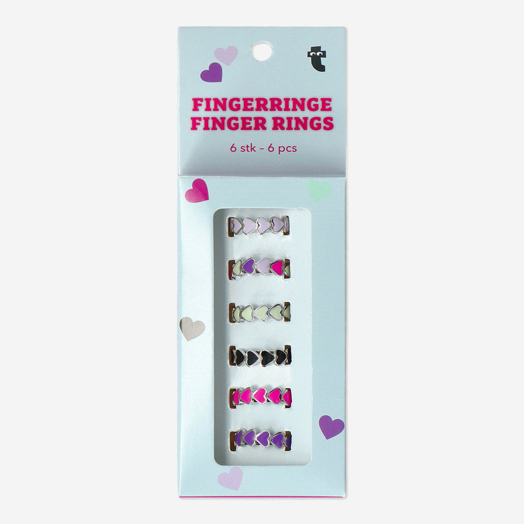 FINGERRINGS 6 PCS COLORFUL HEARTS