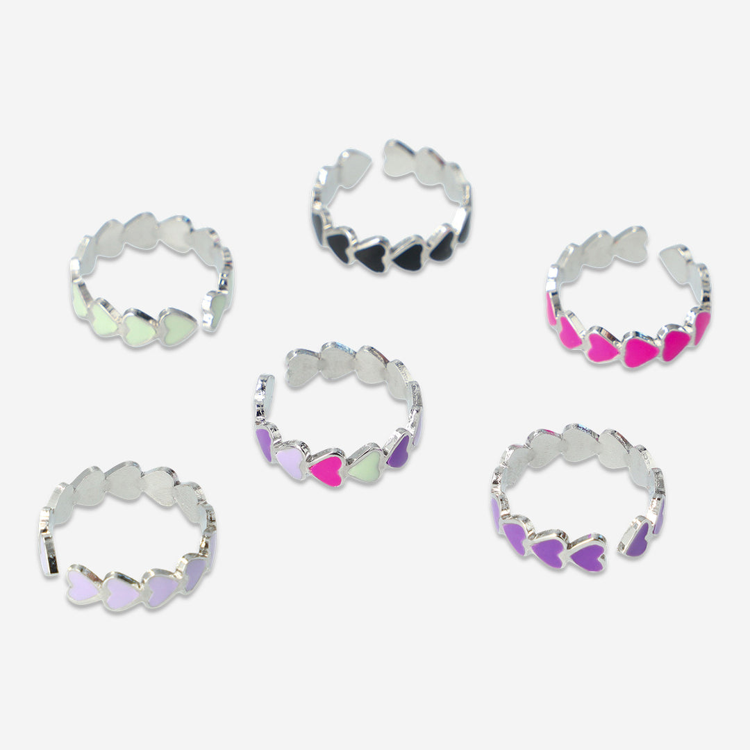 FINGERRINGS 6 PCS COLORFUL HEARTS