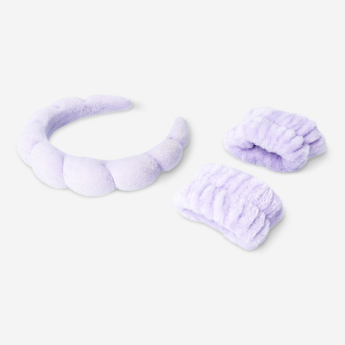 HEADBAND FOR MAKE-UP+SKIN CARE FLOCK W ARMBANDS PURPLE