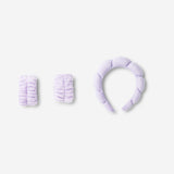 HEADBAND FOR MAKE-UP+SKIN CARE FLOCK W ARMBANDS PURPLE