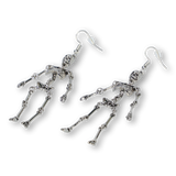 EARRINGS LARGE SKELETONS DANGLING SILVER