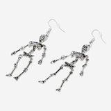 EARRINGS LARGE SKELETONS DANGLING SILVER