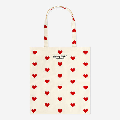  TOTE BAG CANVAS W. RED HEARTS