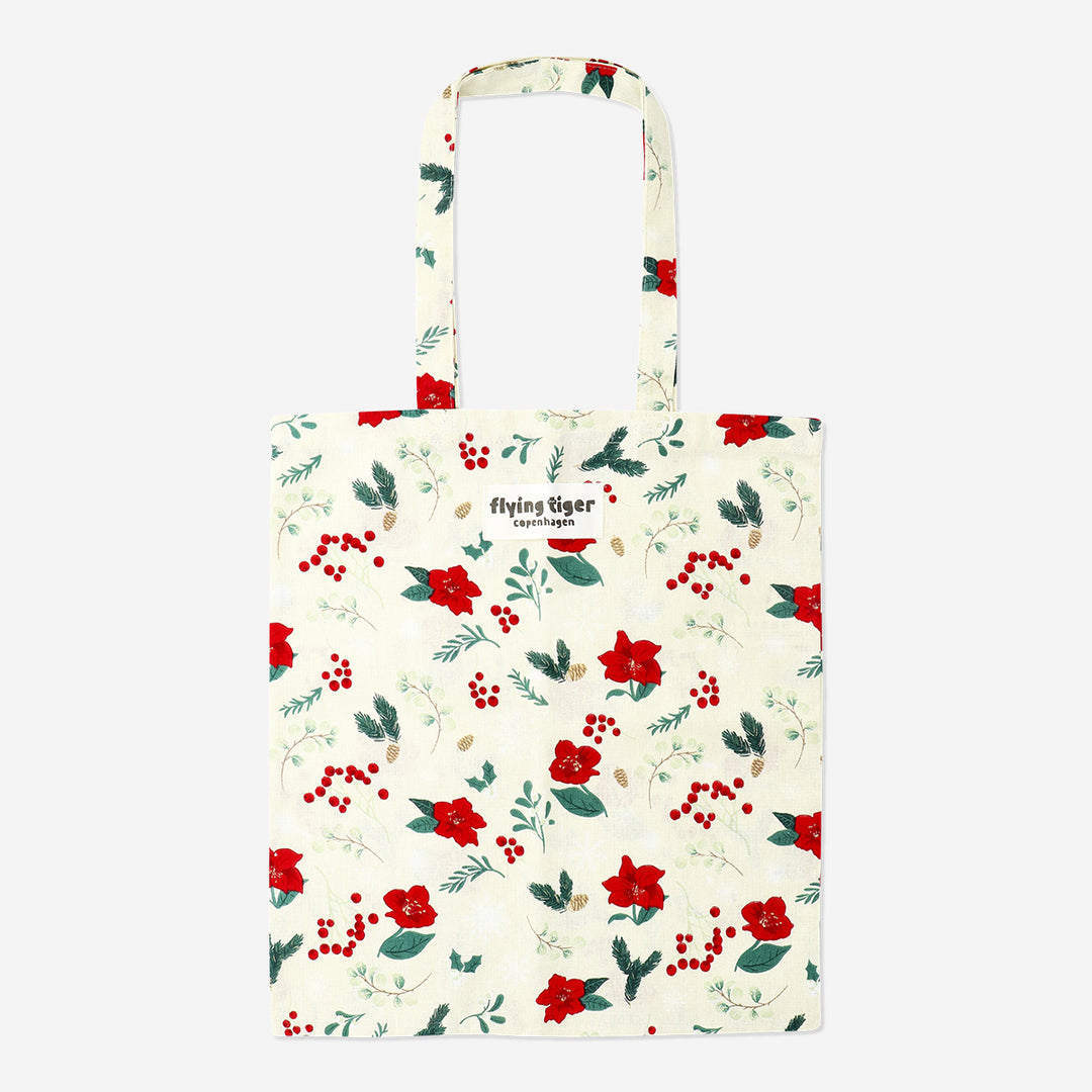 TOTE BAG CHRISTMAS FLOWER AOP PRINT