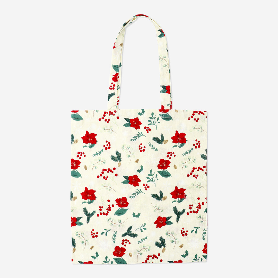 TOTE BAG CHRISTMAS FLOWER AOP PRINT