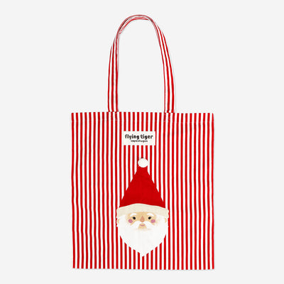  TOTE BAG STRIPED W. SANTA PRINT