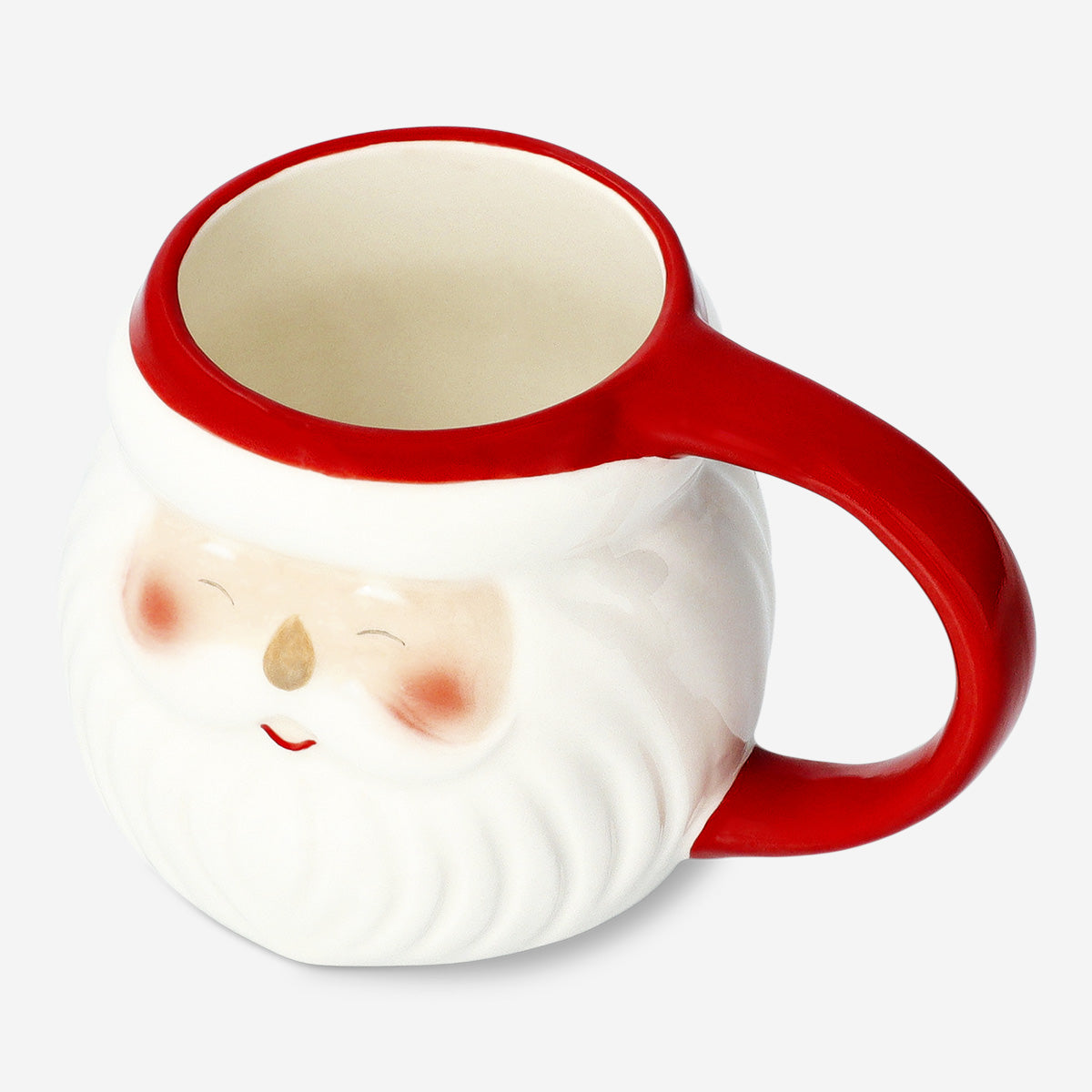 MUG W RED HANDLE & EDGE W SANTA HEAD 400ML