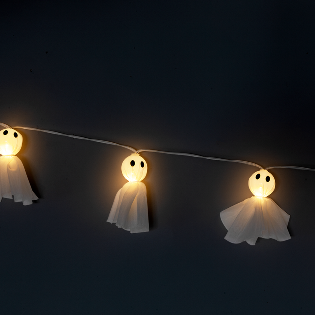 LIGHT CHAIN 10 PCS LED GHOST TULLE