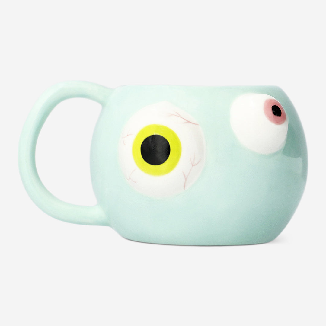 MUG WITH HANDLE PUP OUT EYEBALL GREEN