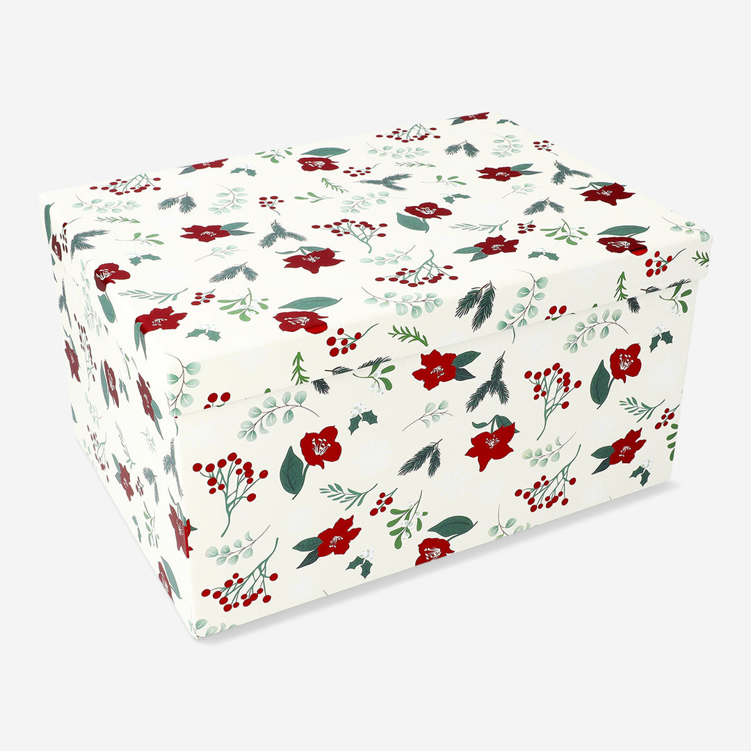 GIFT BOX CHRISTMAS FLOWER FOIL LARGE 28 X 20 X 15 CM