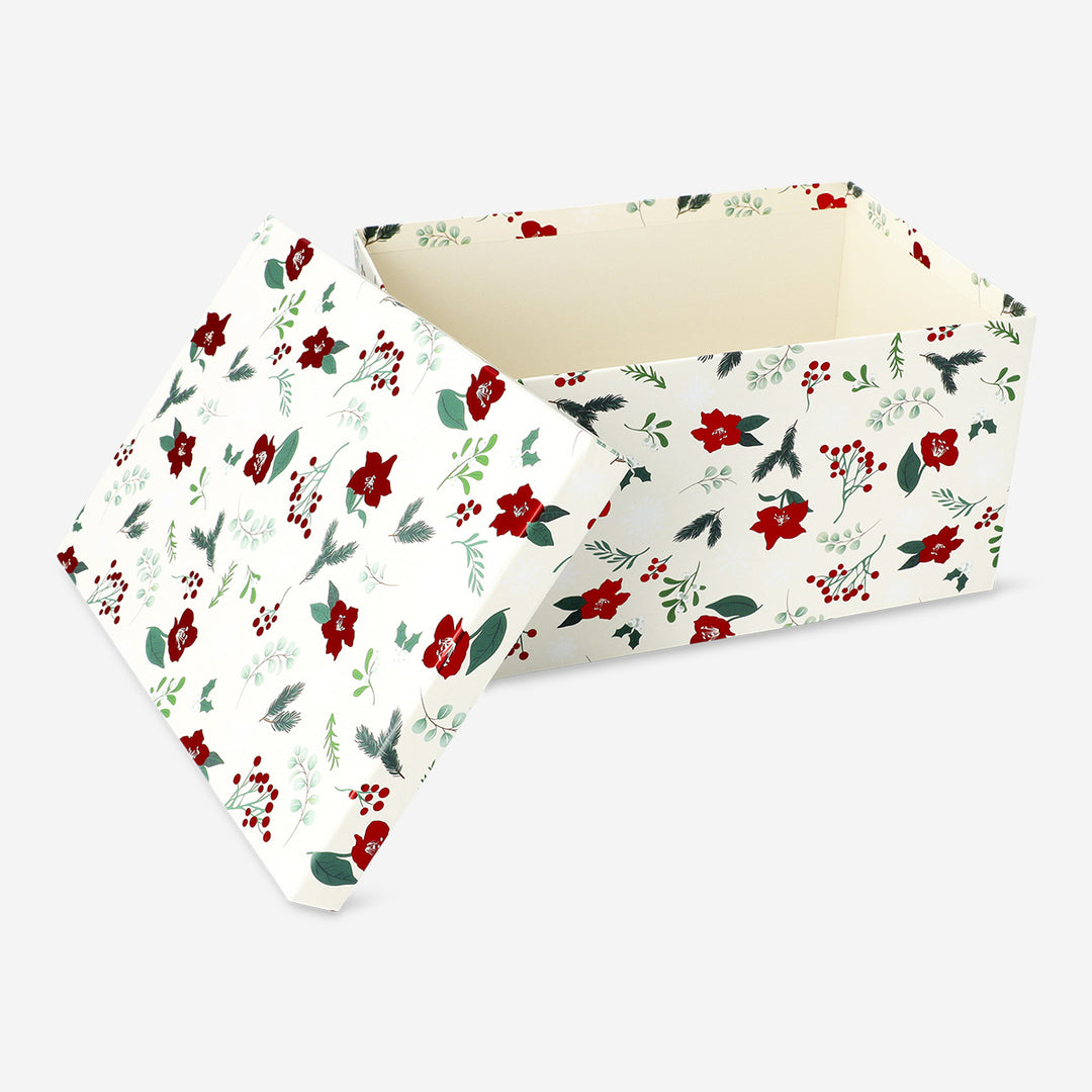 GIFT BOX CHRISTMAS FLOWER FOIL LARGE 28 X 20 X 15 CM