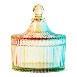 JAR W. LID GLASS DIA 10,3CM RAINBOW