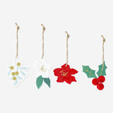 GIFT TAG WOODEN W HOLLY PRINT 4 PCS