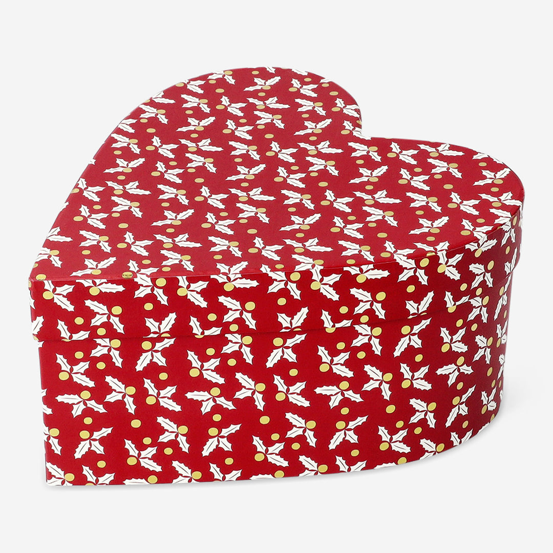 GIFT BOX HEART RED HOLLY