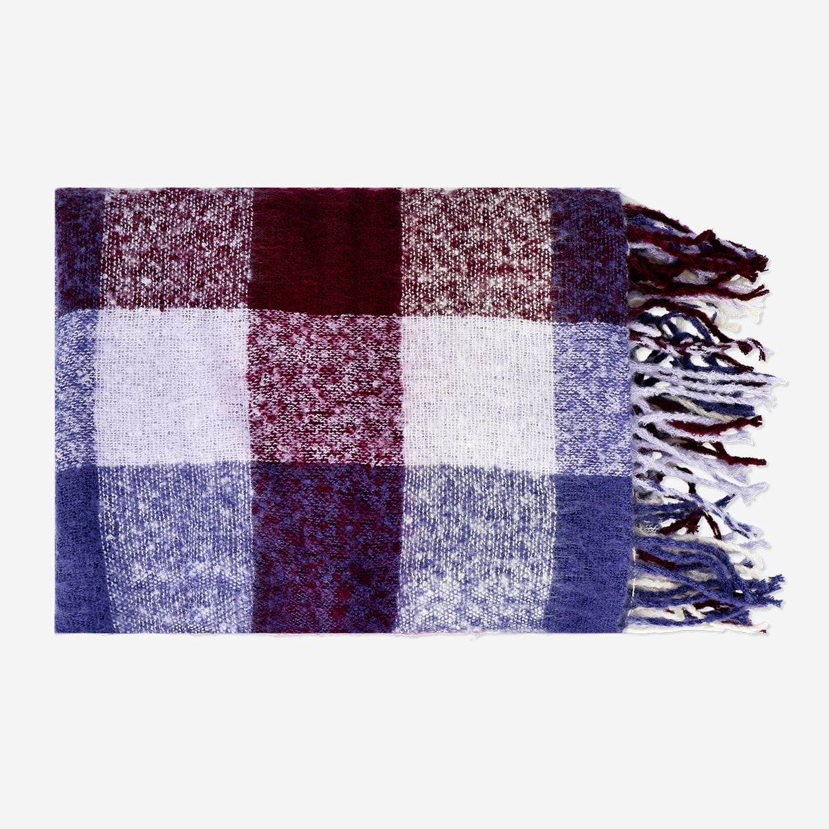 THROW 120X150CM W. FRINGES POLYESTER PURPLE CHECK