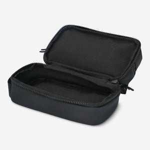 TOILETRY BAG BLACK MATTE PU W 2 COMPARTMENTS