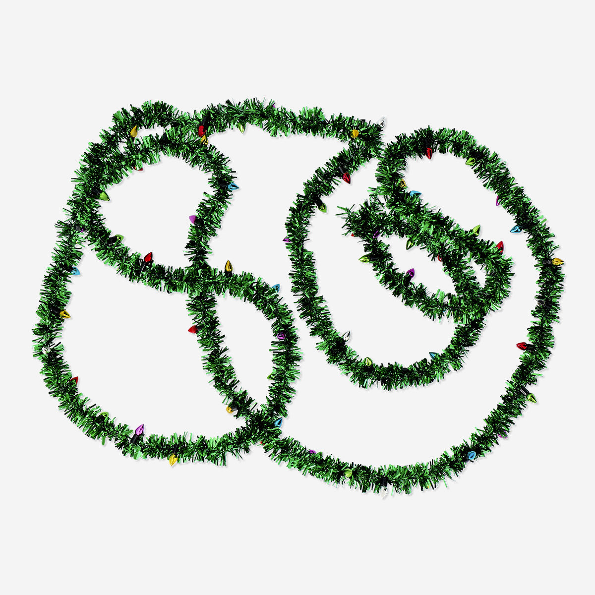 RIBBON GREEN TINSEL AND BAUBLES 2M