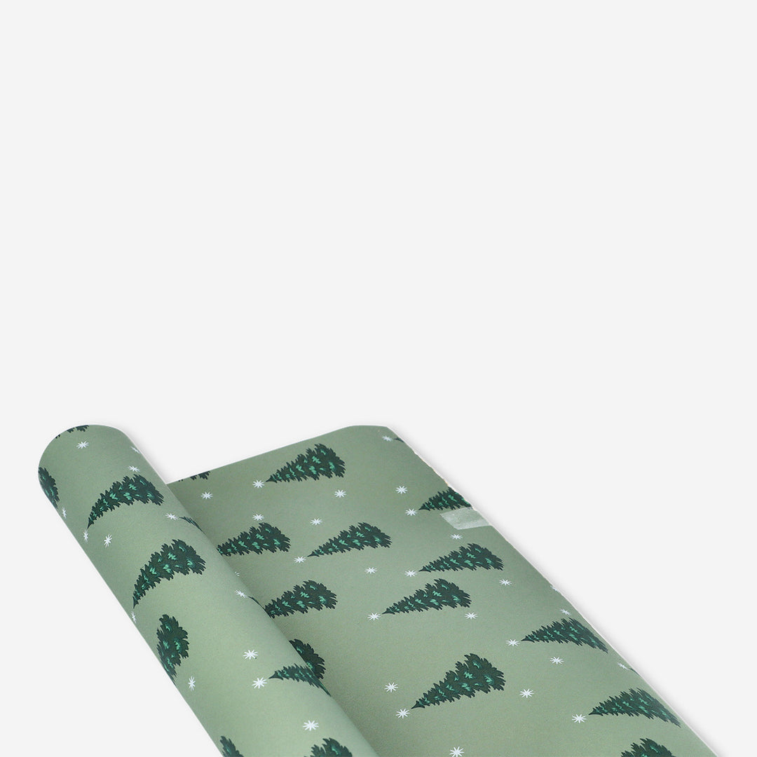 WRAPPING PAPER CRAFT GREEN WITH GREEN TREES 400 x 70 CM