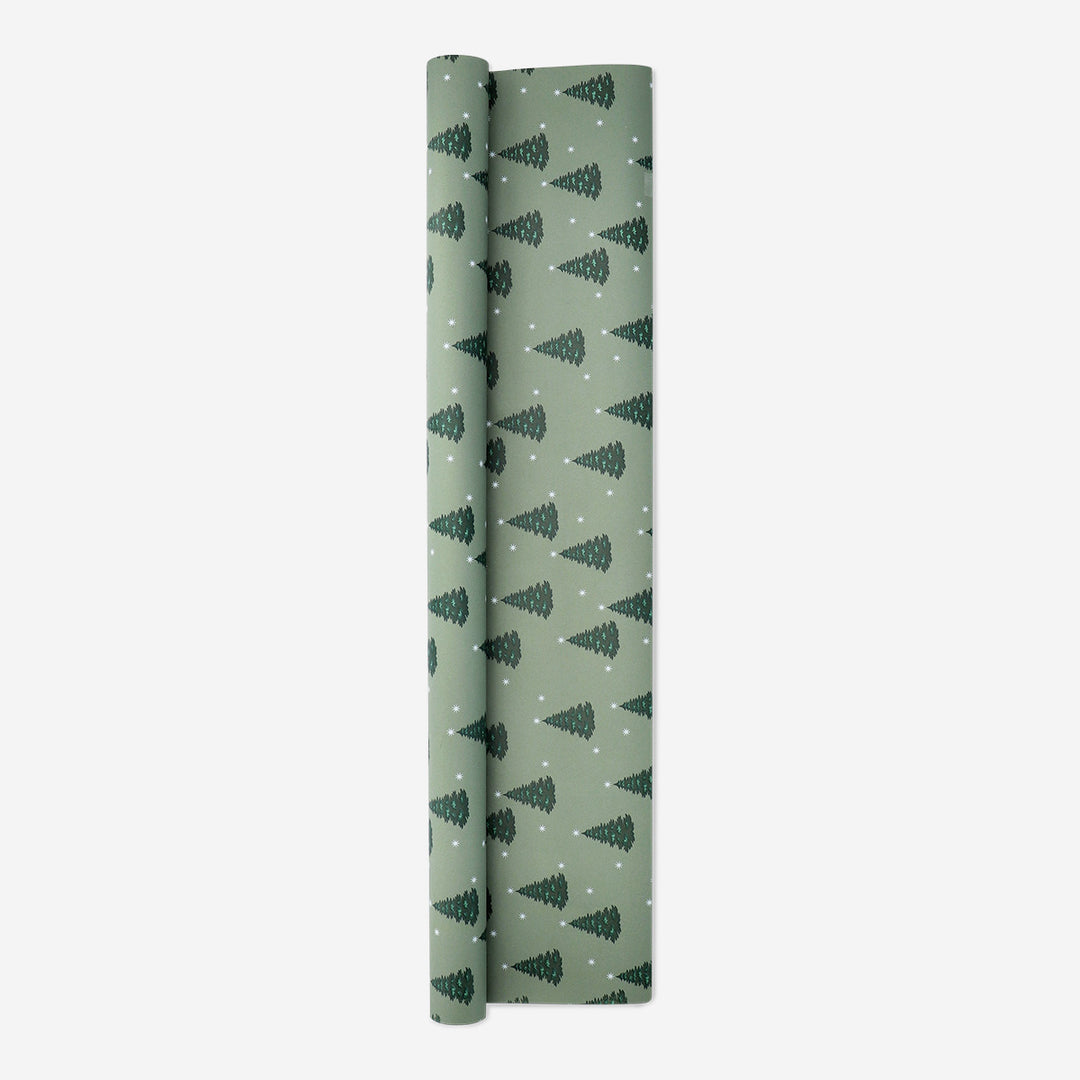 WRAPPING PAPER CRAFT GREEN WITH GREEN TREES 400 x 70 CM