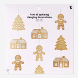 GARLAND CARDBOARD GINGERBREAD HOUSES + TREES 3 PCS