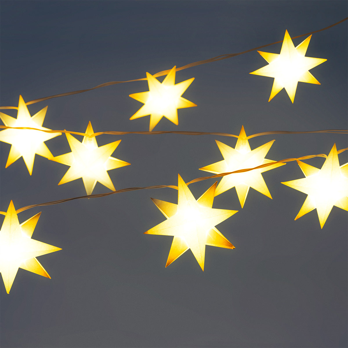 LIGHT CHAIN W. TIMER 10 PCS LED PAPER STARS 8CM