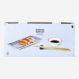 SUSHI SET FOR 2 PERSONS W BOWL PLATE CHOPSTICKS AND HOLDER