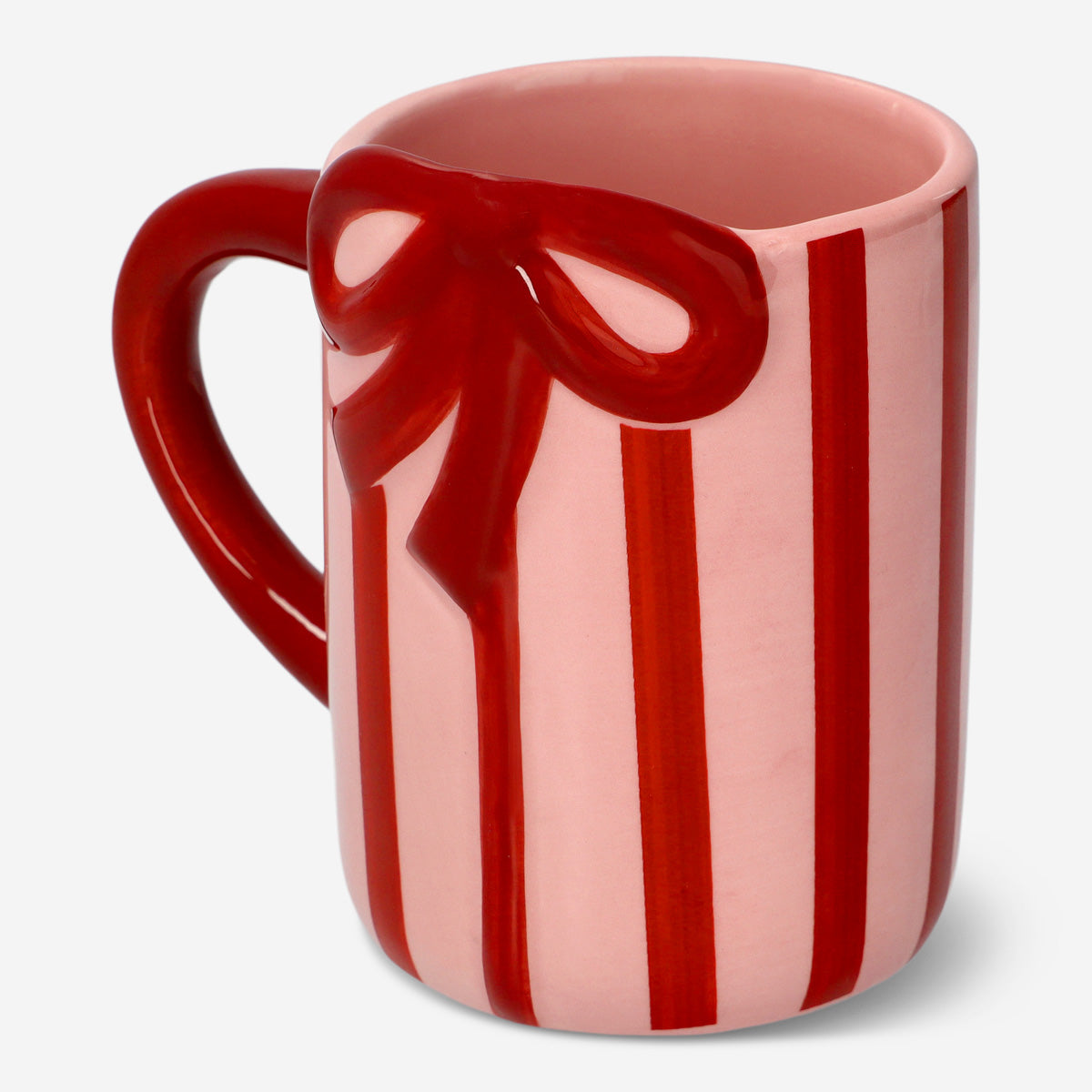 MUG W HANDLE STRIPES AS GIFT EMBOSSED EFFECT  340ML