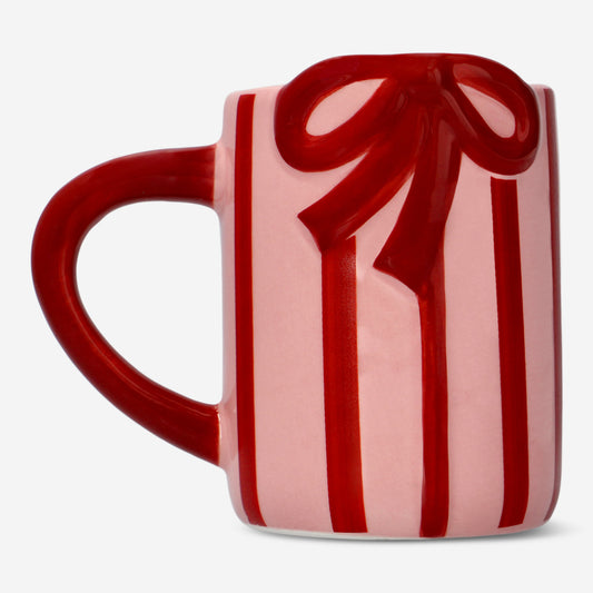 MUG W HANDLE STRIPES AS GIFT EMBOSSED EFFECT  340ML