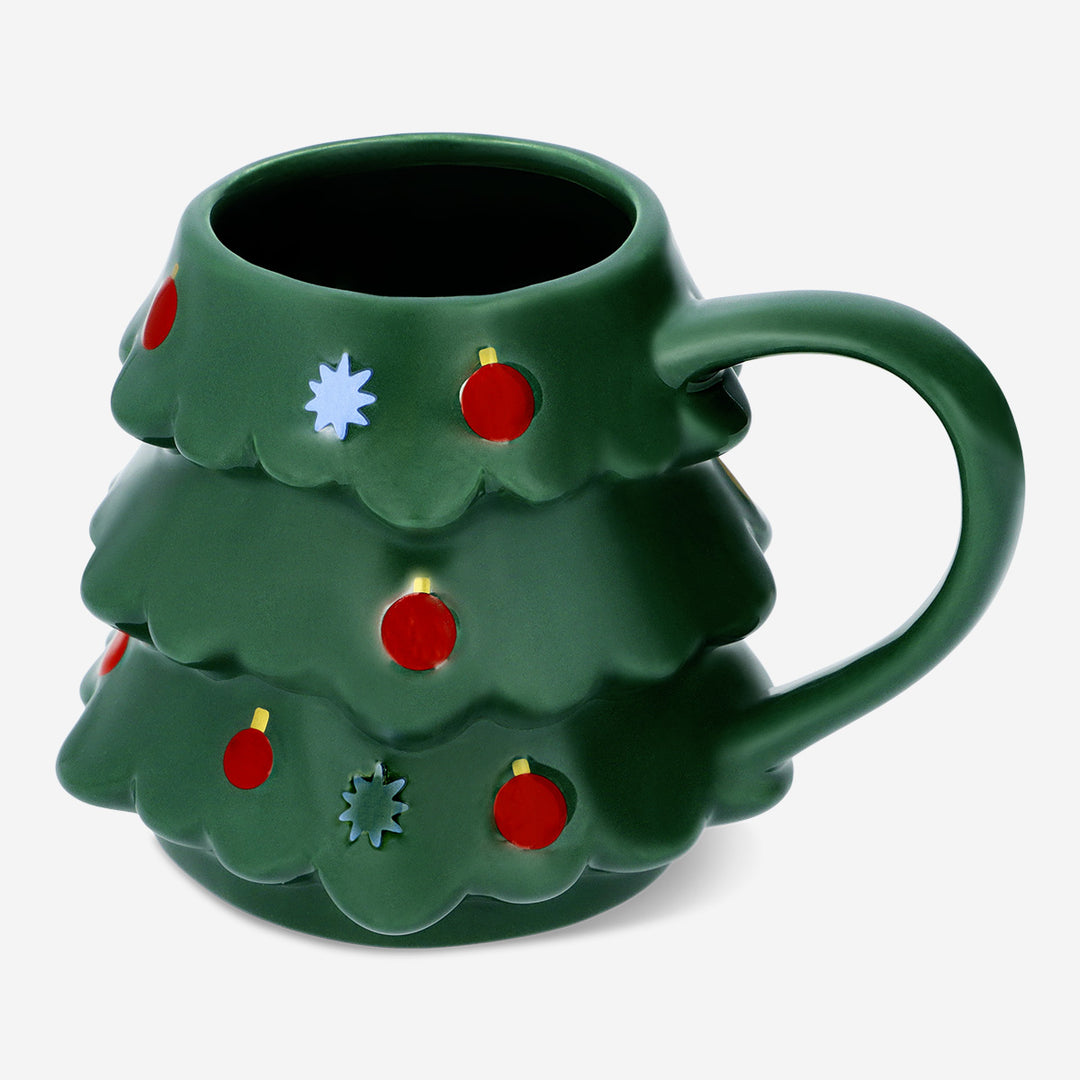 MUG WITH HANDLE XMAS TREE SHAPE GREEN