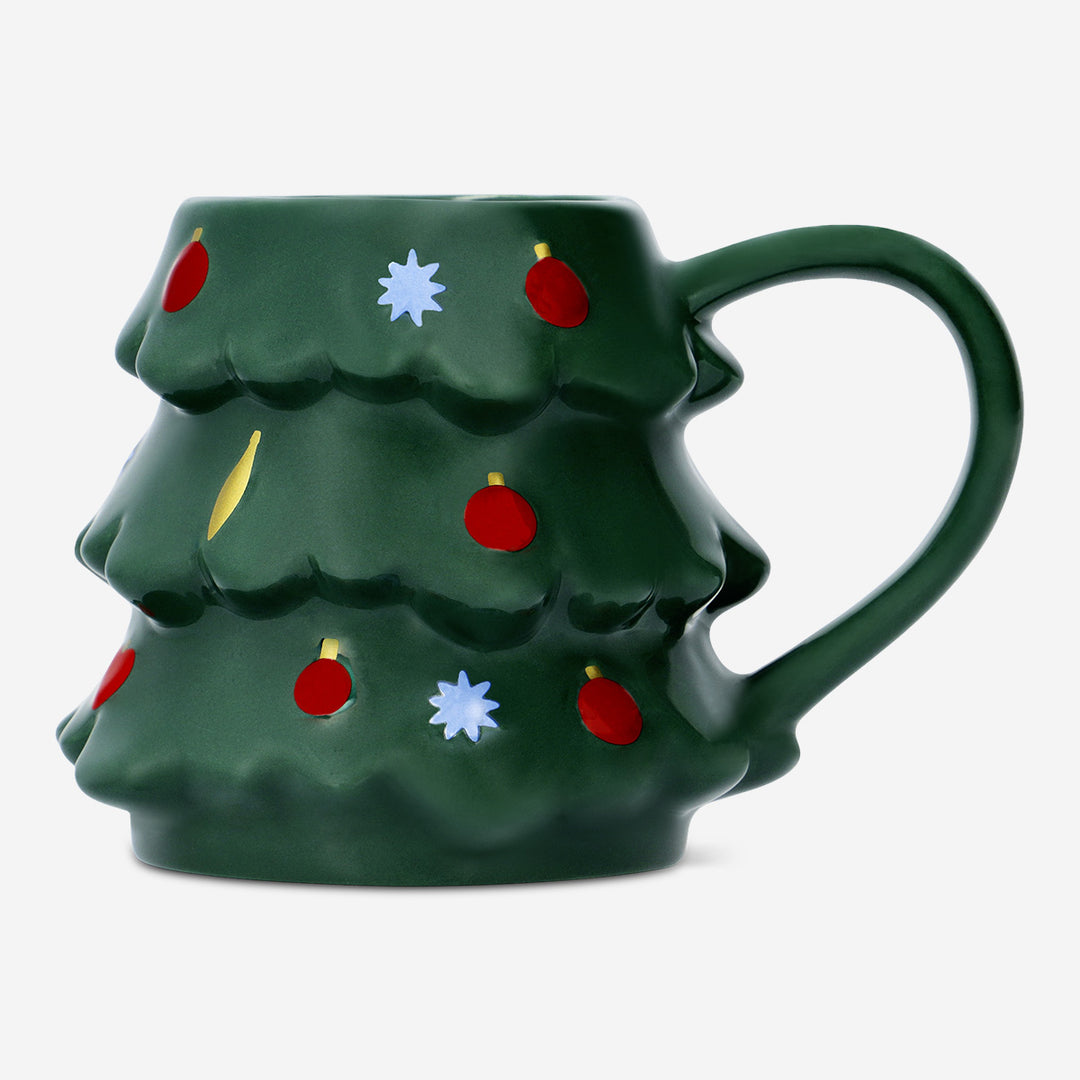 MUG WITH HANDLE XMAS TREE SHAPE GREEN