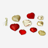 BAUBLE SET 16 PCS HEARTS RED AND GOLD