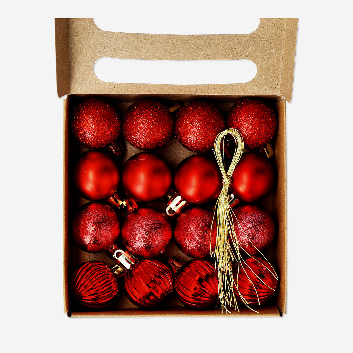 BAUBLES RED PLASTIC SMALL 16 PCS