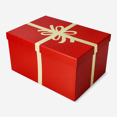 GIFT BOX RED W GOLD FOIL LARGE 28 X 20 X 15 CM