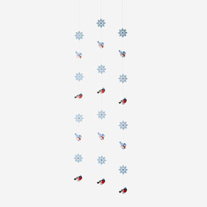 GARLAND CARDBOARD SNOWFLAKES AND BIRDS 3 PCS