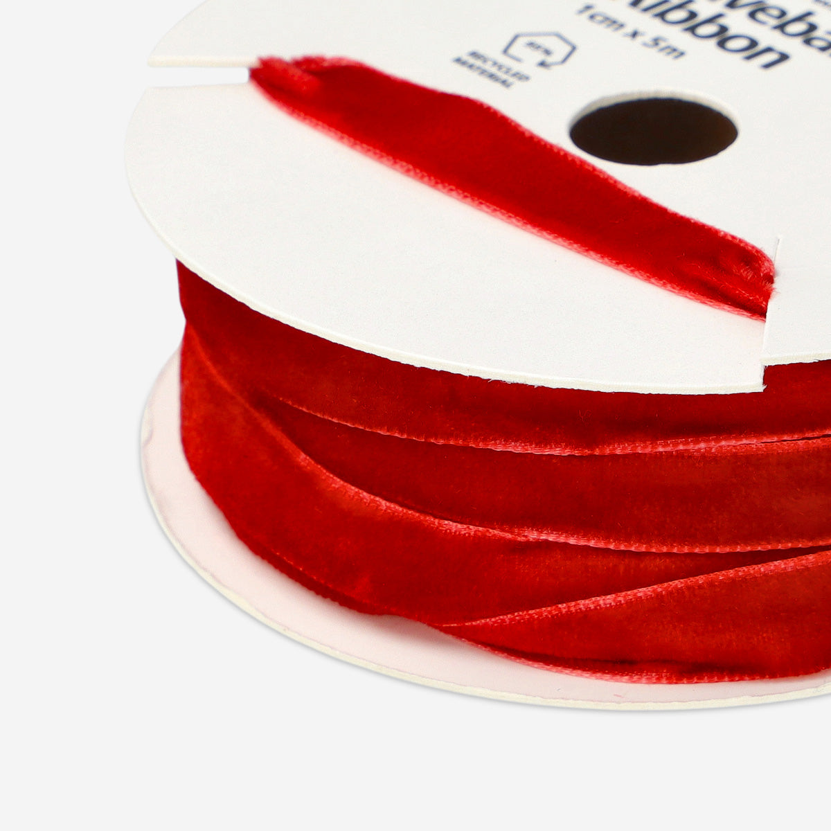 RIBBON VELVET RED 1CMX5M