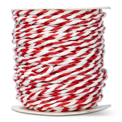 RIBBON PAPER TWISTED RED/WHITE 20M