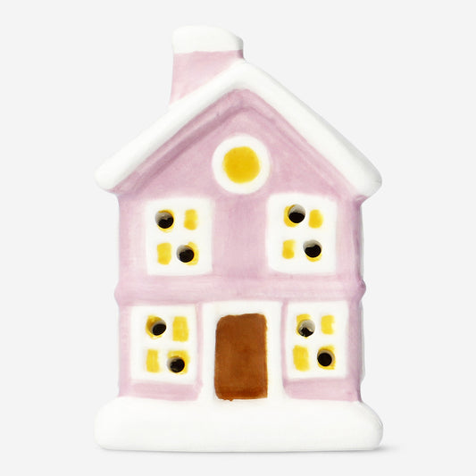 LED CHRISTMAS HOUSE CERAMIC SMALL PINK