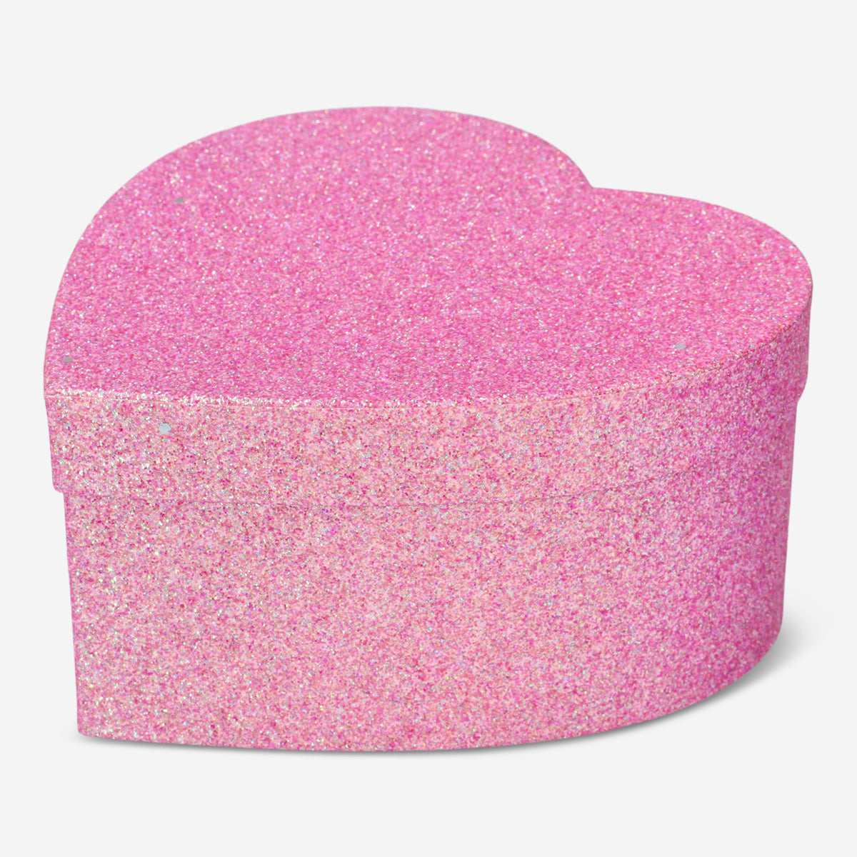 GIFT BOX SHAPED HEART PINK GLITTER 18,5 x 17 CM