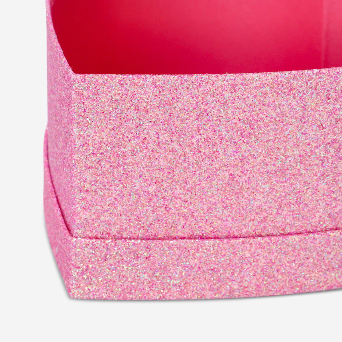 GIFT BOX SHAPED HEART PINK GLITTER 18,5 x 17 CM