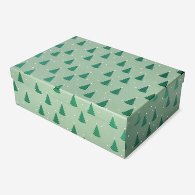 GIFT BOX GREEN TREES FOIL LARGE 28 X 20 X 8,7 CM