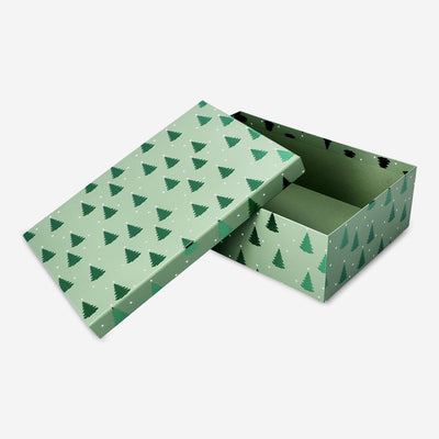 GIFT BOX GREEN TREES FOIL LARGE 28 X 20 X 8,7 CM