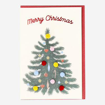 CARD W ENVELOPE XMAS POM POM TREE